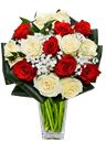 Mazzo di rose bianche e rosse