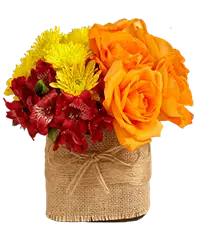 Composizione di rose arancio